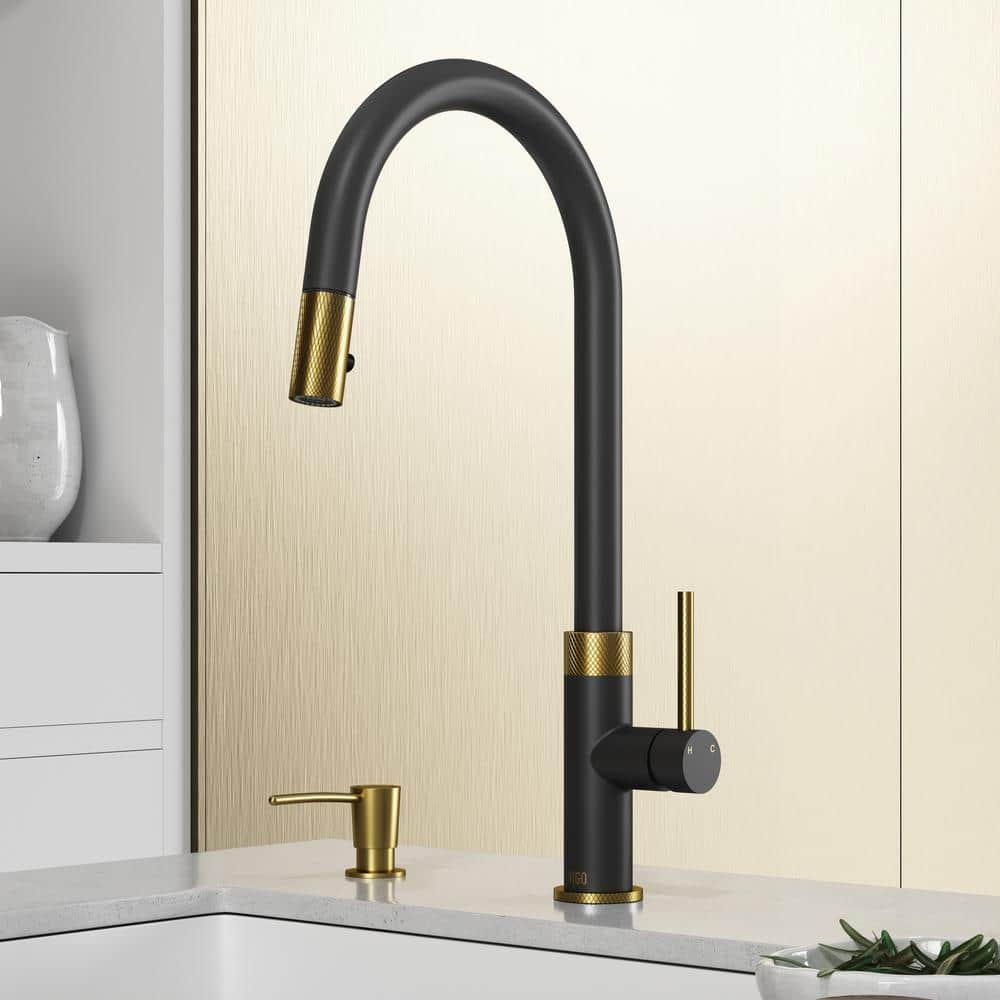 VIGO VG02029MGK2 Greenwich Pull-Down Kitchen sold Faucet Soap Dispenser Brushed Gold