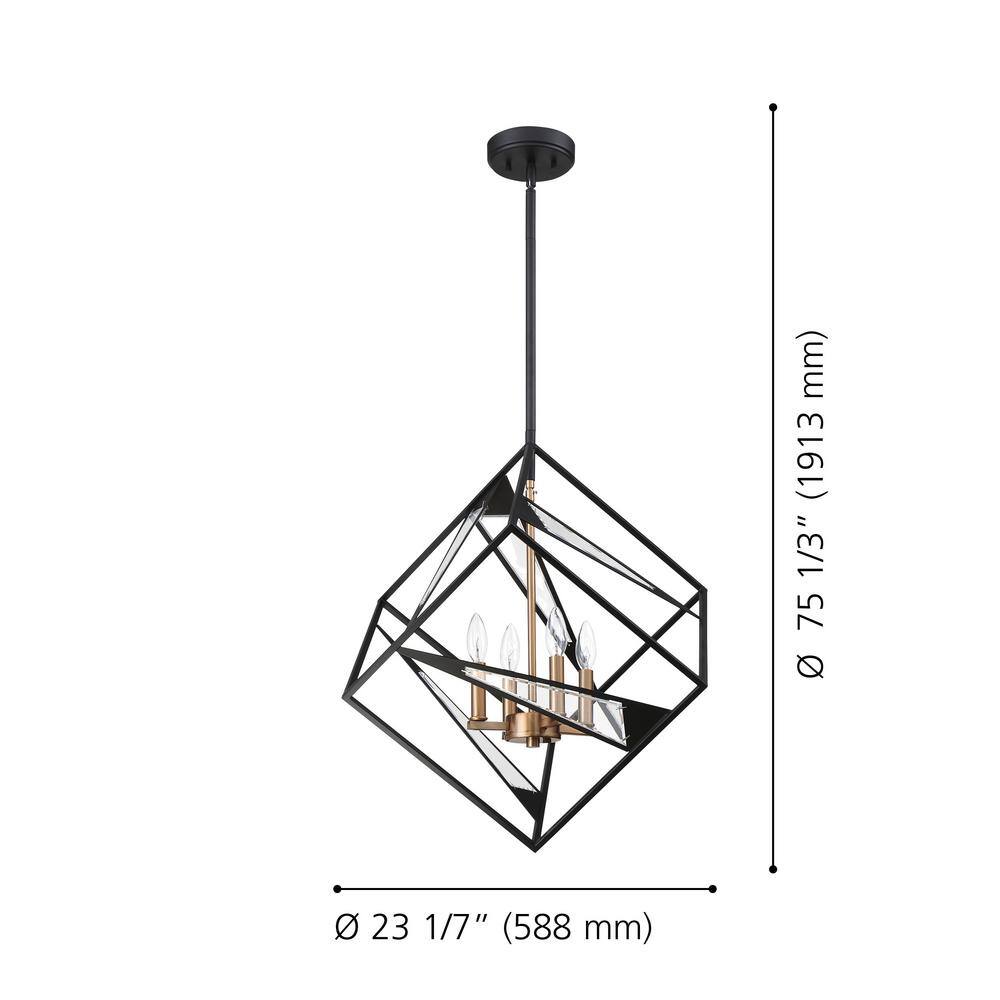 Corrietes 23'' Matte Black Geometric Glass Pendant Light