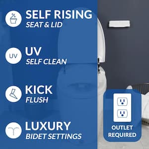 Discovery DLX Elongated Smart Toilet Bidet System in White with Auto Open, Heated Seat, Air Dryer