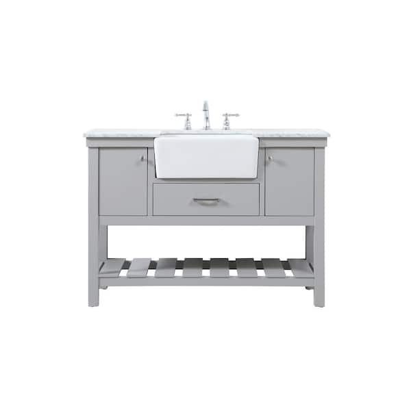 Unbranded Simply Living 48 in. W x 22 in. D x 34.125 in. H Bath Vanity in Grey with Carrara White Marble Top