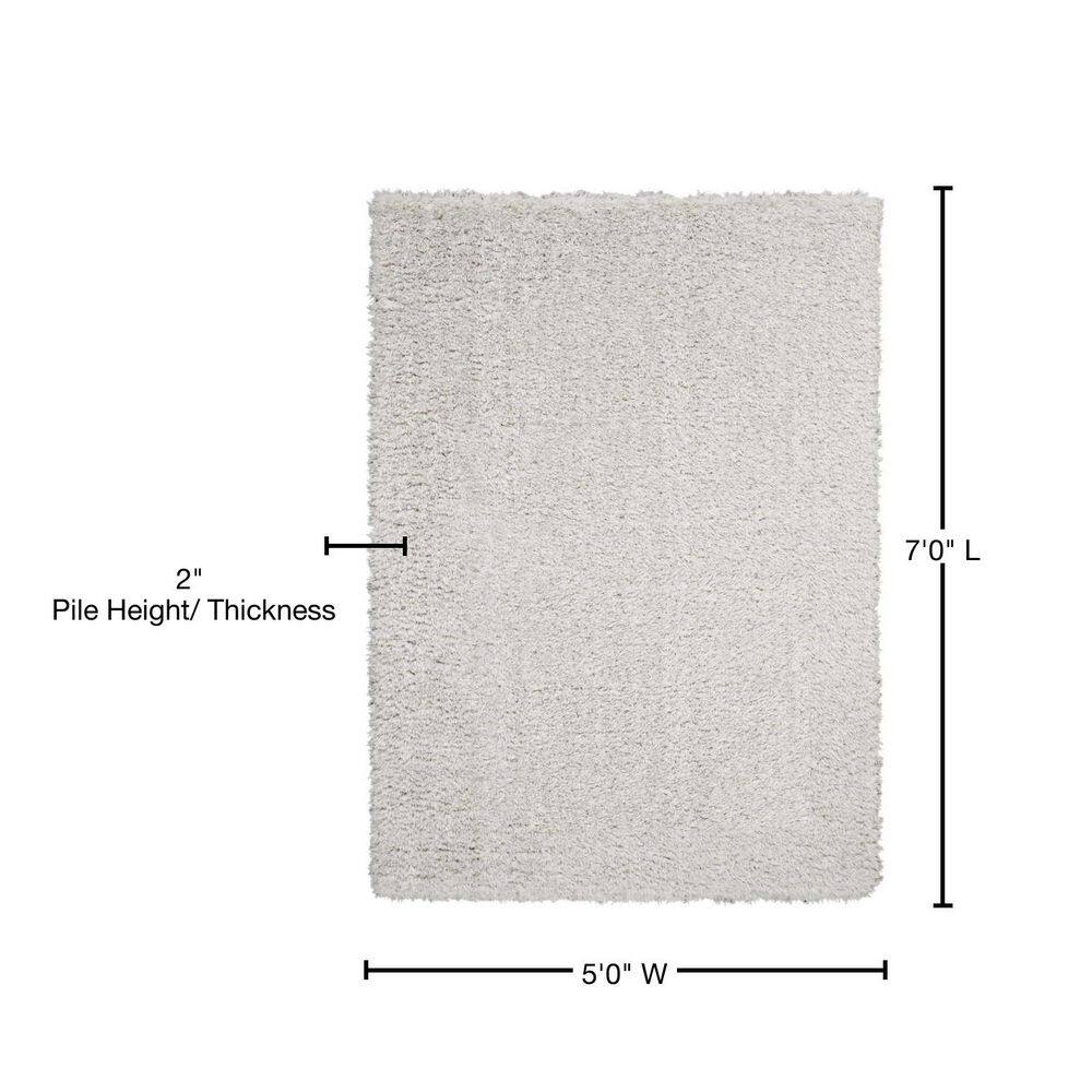Light Grey 5' x 7' Hand-Knotted Shag Area Rug