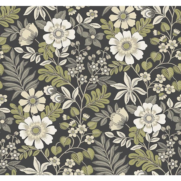 A-Street Prints Voysey Black Floral Wallpaper 2970-87535 - The Home Depot