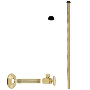 1/2 in. IPS x 3/8 in. O.D. x 15 in. Corrugated Supply Kit with Round Handle, Polished Brass