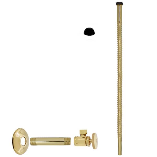 Westbrass 1/2 in. IPS x 3/8 in. O.D. x 15 in. Corrugated Supply Kit with Round Handle, Polished Brass