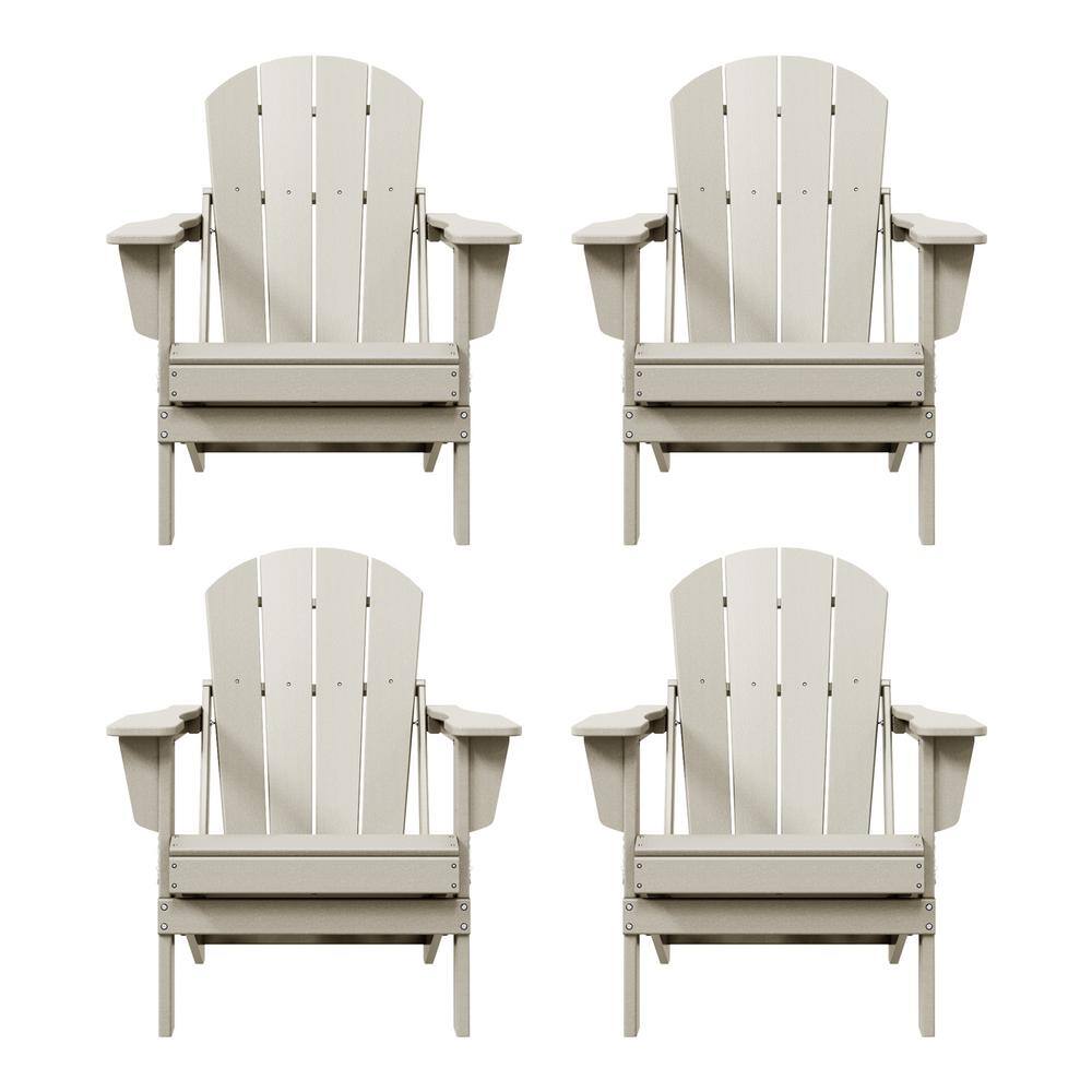 Laguna 4-Pack Fade Resistant Outdoor Patio HDPE Poly Plastic Classic Folding Adirondack Chairs in Sand price history on PriceWatchPro