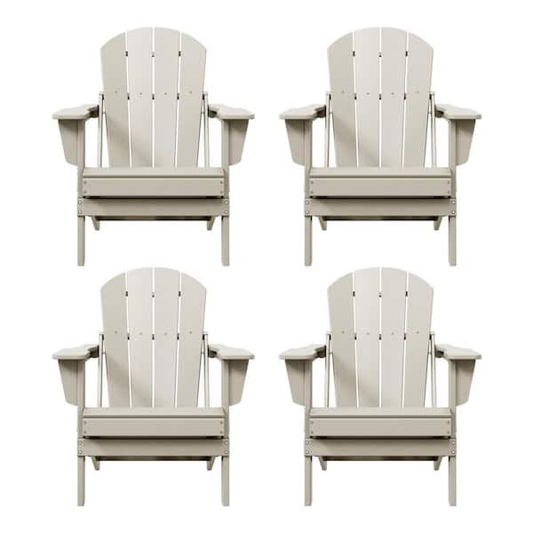 WESTIN OUTDOOR Laguna 4-Pack Fade Resistant Outdoor Patio HDPE Poly Plastic Classic Folding Adirondack Chairs in Sand