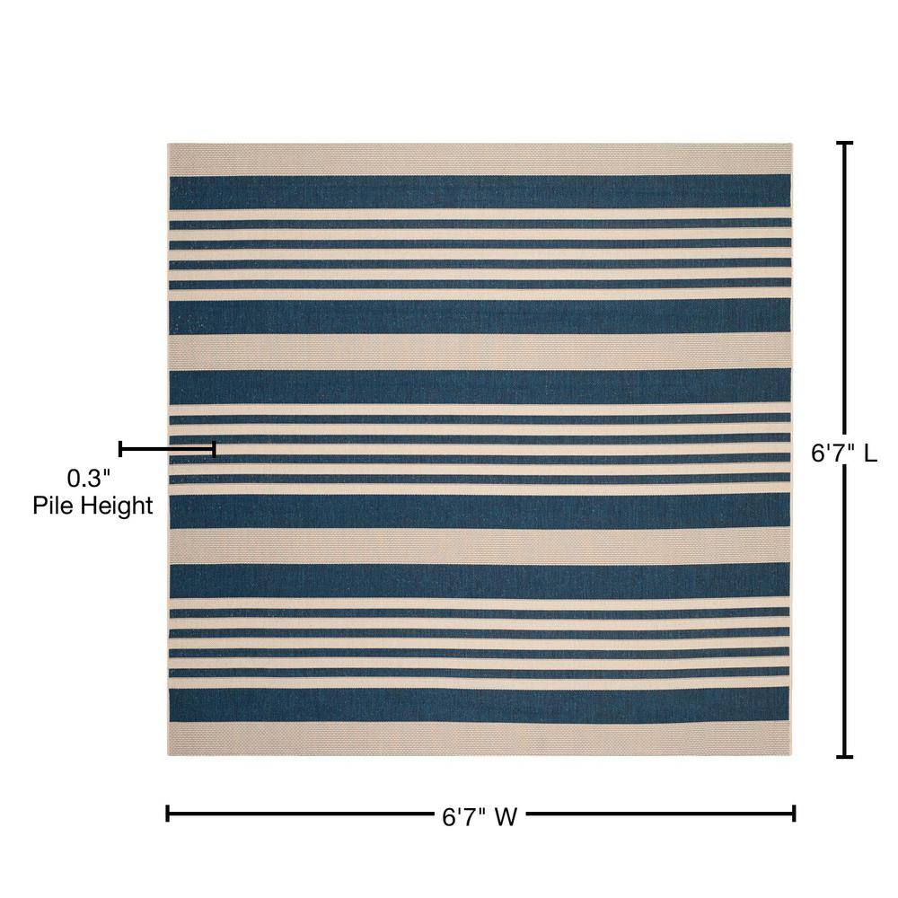 Courtyard Navy Blue 79'' Easy-Care Synthetic Square Area Rug