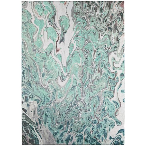 Addison Rugs Karina Green 10 ft. x 14 ft. Geometric Indoor/Outdoor Area Rug