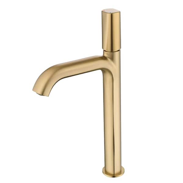 AIMADI Single-Handle Bathroom Vessel Sink Faucet with Valve 1-Hole Brass High Tall Bathroom Faucets in Brushed Gold