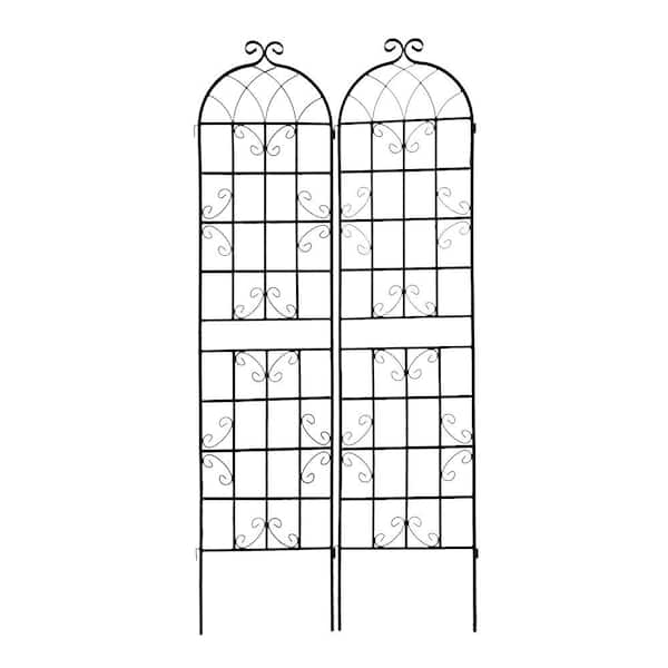 2-Pack Metal Garden Trellis 86.7 in. x 19.7 in. Rustproof Climbing Plant Support Arbors-Black