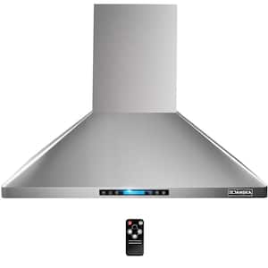 48 in. 1300 CFM Ducted Wall Mount Range Hood in Stainless Steel with SS Filters Digital Display LED Lights and Remote