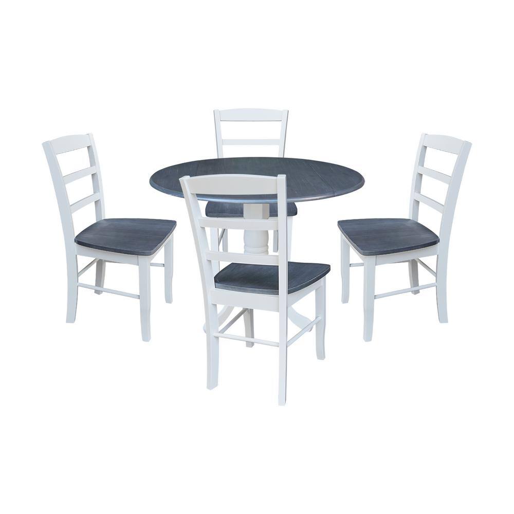 5-Piece Set White / Heather Gray 42 in. Round Solid Wood Dining Table with 4-Side Chairs price history on PriceWatchPro