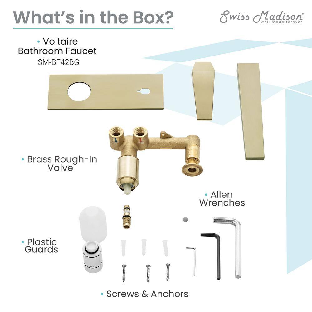 Voltaire Elegance 9'' Wall-Mount Bathroom Faucet in Brushed Gold