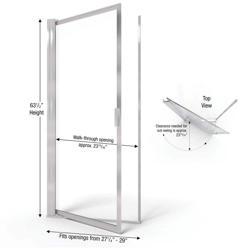 Sopora 27.25" x 63.5" Brushed Nickel Framed Shower Door