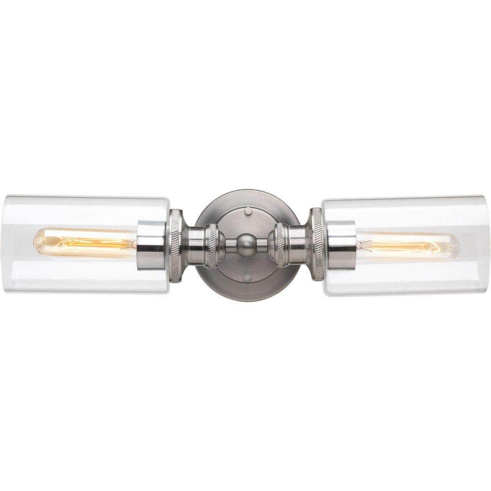 Antique Nickel 2-Light Dimmable Swing Arm Vanity Fixture