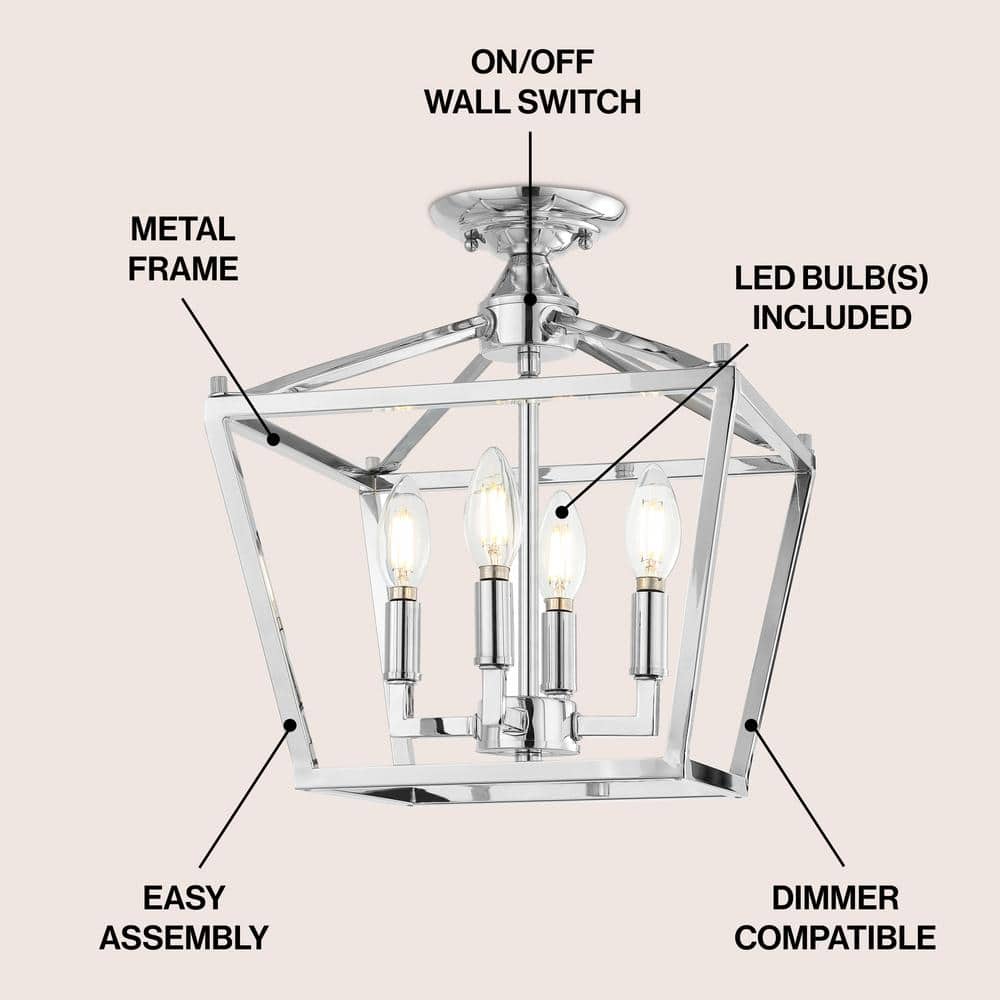 Elegant Chrome and Glass 12" Modern LED Flush Mount Ceiling Light
