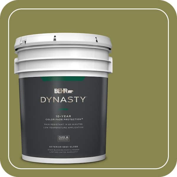 BEHR DYNASTY 5 gal. #T15-18 Snap Pea Green Semi-Gloss Exterior Stain-Blocking Paint & Primer
