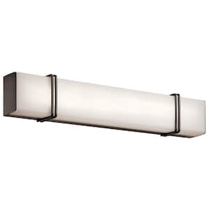 Impello 30.25 in. Olde Bronze Integrated LED Linear Contemporary Bathroom Vanity Light Bar