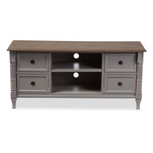 Baxton Studio Edouard White and Light Brown Entertainment Center