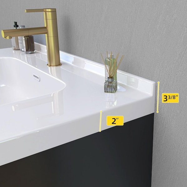 Zeafive 36 in. W x 22 in. D Solid Surface White Rectangular Single