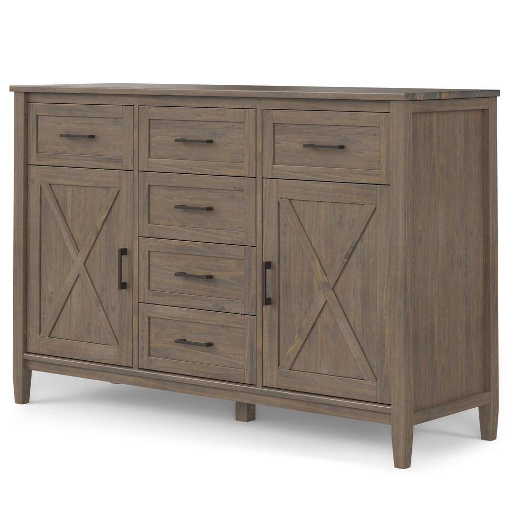 Smoky Brown Solid Wood 54" Transitional Sideboard with Storage