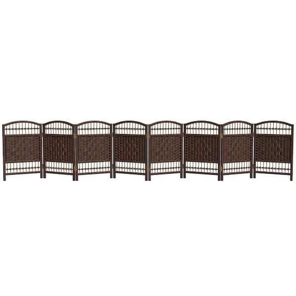 2 ft. Short Fiber Weave Folding Screen - Dark Mocha - 8 Panels