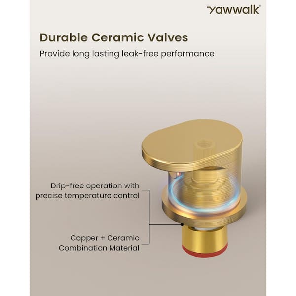 YAWWALK Double Handle Deck Mount Roman Tub Faucet with 360° Swivel