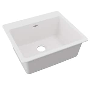 Quartz Classic 25in. Drop-in 1 Bowl White Granite/Quartz Composite Sink Only and No Accessories