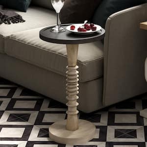 15 in. D x 15 in. W x 23.4 in. H Pedestal Small Drinking Wood End Table with Tray Top