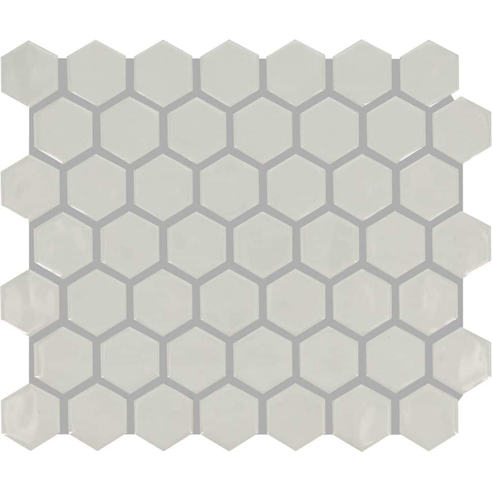 Artezen Ideal Gray 12 in. x 10 in. Glossy Ceramic Hexagon Mosaic Wall Tile (9.72 sq. ft. /case) price history on PriceWatchPro