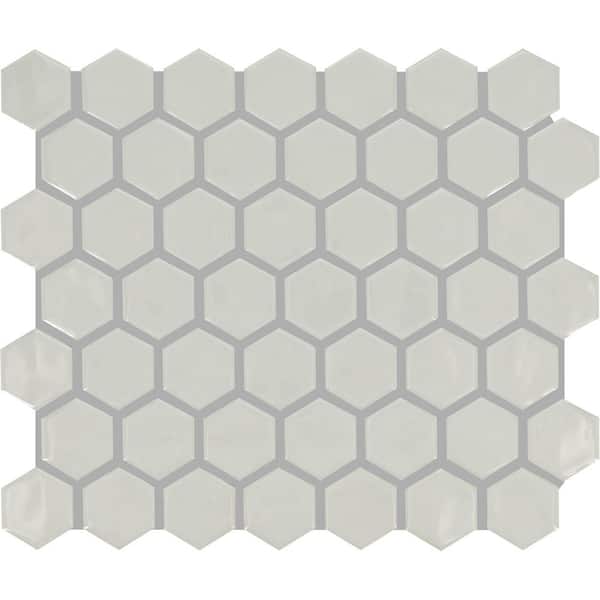 Marazzi Artezen Ideal Gray 12 in. x 10 in. Glossy Ceramic Hexagon Mosaic Wall Tile (9.72 sq. ft. /case)