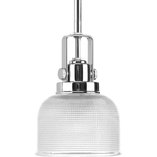 Progress Lighting Archie Collection 1-Light Chrome Mini Pendant with Clear Prismatic Glass