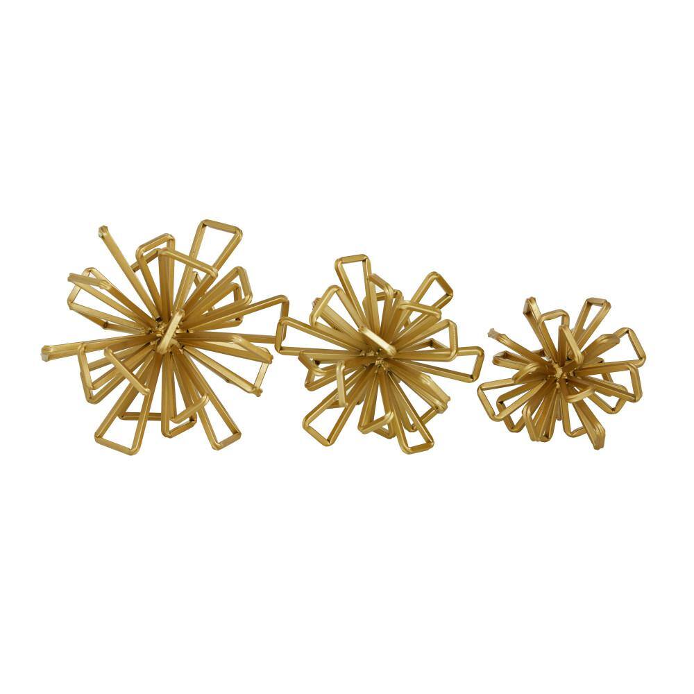 Gold Metal Geometric Sculptures Set of Three