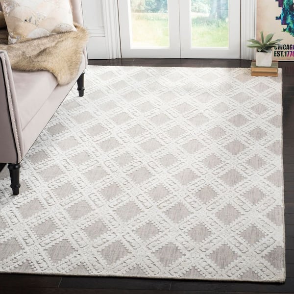 Mirage 6 ft. x 9 ft. Silver/Ivory Geometric Diamond Area Rug