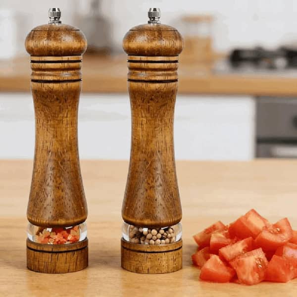 2-Piece Wooden Manual Pepper Grinder with Adjustable Roughness, Kitchen Seasoning Tool, High-End Texture for Home Use
