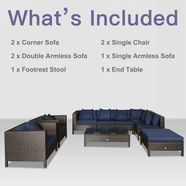 4 Piece Sofa Set with Cushions Brown Grey PVC Wicker Weather Resistant 4 Piece Sofa Set with Cushions Brown Grey PVC Wicker Weather Resistant