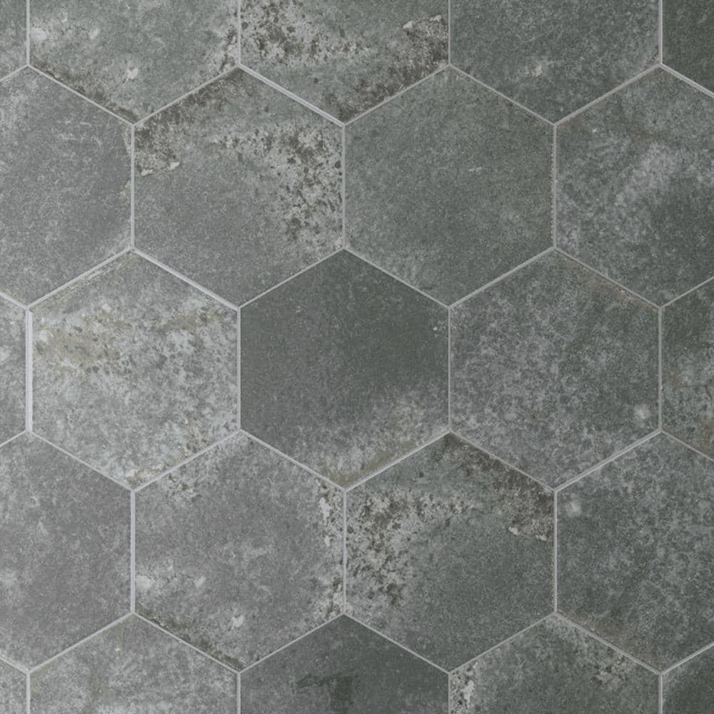 MOLOVO Alma Hexagon Gray 5.1 in. X 5.9 in. Polished Porcelain Stone Look Floor and Wall Tile (3.34 sq. ft./Case) -  ALM-GRIS-HX56