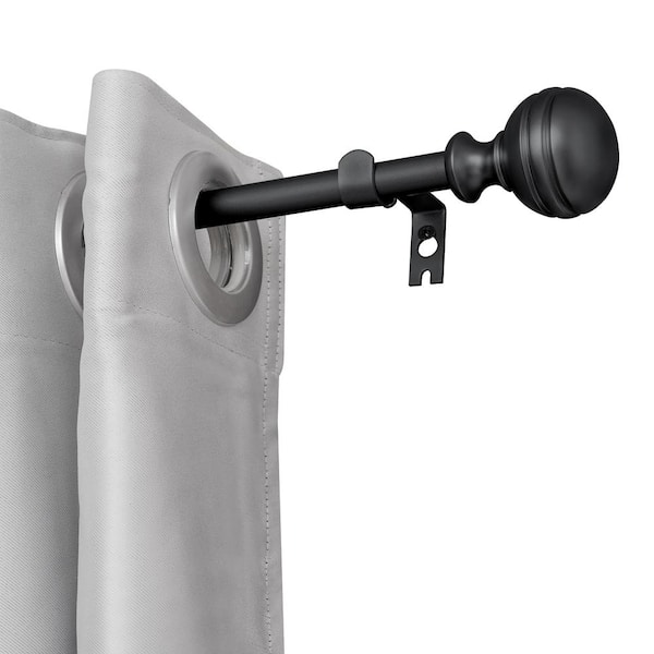 Utopia Alley 5/8 in. Curtain Rod - Single Curtain Rods For Windows 48 to 86 in., Adjustable Drapery Rods, Black