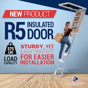 Energy Efficient 7 ft. 8 in. to 10 ft. 3 in., 22.5 in. x 54 in. Insulated Aluminum Attic Ladder, 375 lbs. Load Capacity