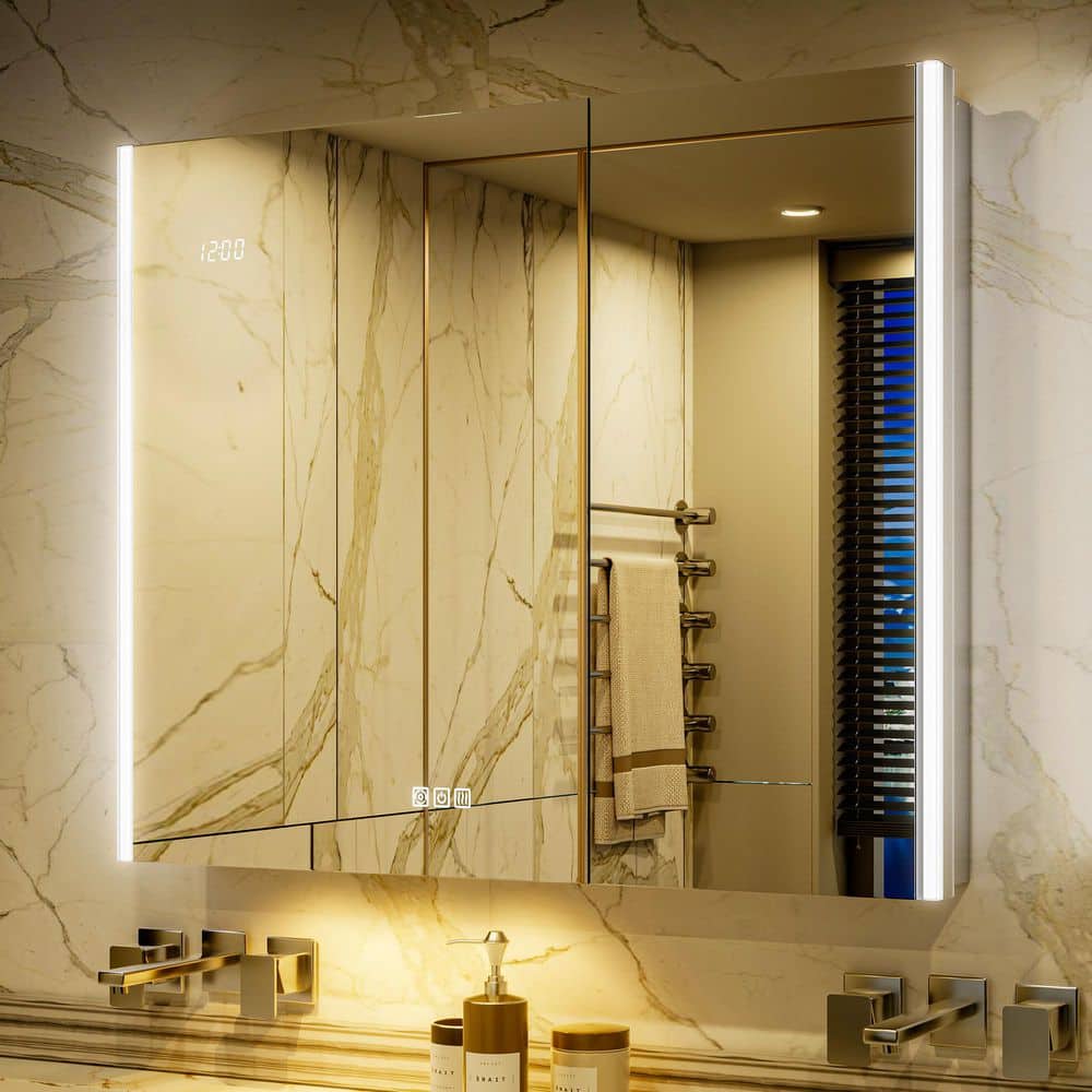 36 in. W x 30 in. H Rectangular Aluminum Surface/Recessed Wall Medicine Cabinet with Mirror and Light, Dimmable price history on PriceWatchPro