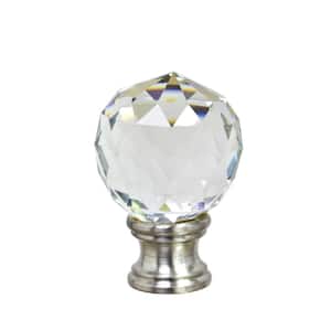 1-3/4 in. Clear Faceted Crystal Lamp Finial with Brushed Nickel Finish (1-Pack)