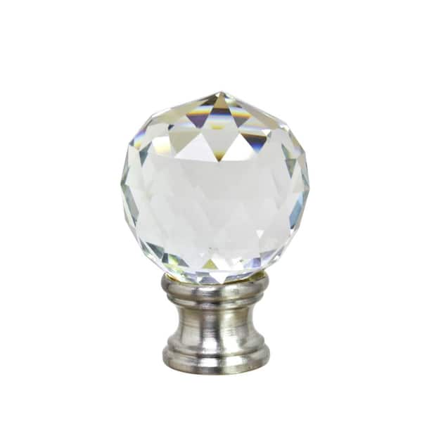 Aspen Creative Corporation 1-3/4 in. Clear Faceted Crystal Lamp Finial with Brushed Nickel Finish (1-Pack)