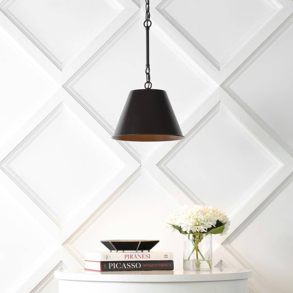 Harper 12" Black Industrial Farmhouse Iron LED Pendant