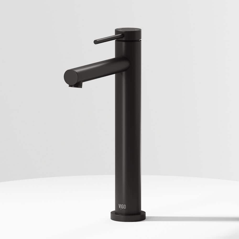 Matte Black 11" Brass Single Handle Vessel Bathroom Faucet