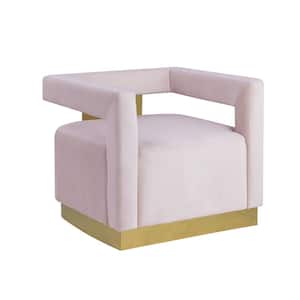 Halsbury Pink Velvet Arm Chair with Gold Base