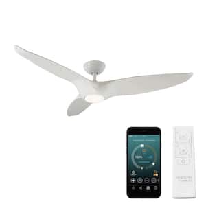 Morpheus III 60 in. 3000k Integrated LED Indoor/Outdoor Gloss White Smart Ceiling Fan with Bluetooth Remote