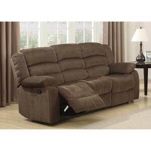 Bill 81 in. Brown Polyester 3-Seater Bridgewater Reclining Sofa with Square Arms
