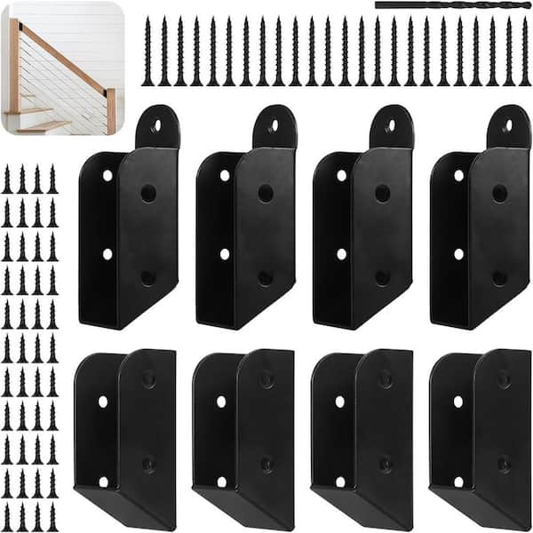 30° Stair Railing Brackets Carbon Steel Deck Connectors for 2x4 Railings With Pre-Drilled Holes 2 Pairs