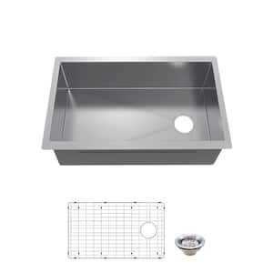Professional Zero Radius 27 in. Undermount Single Bowl 16 Gauge Stainless Steel Kitchen Sink with Accessories