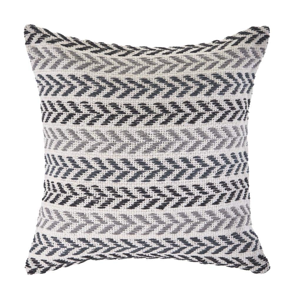 Adina Chevron 18 in. Gray and Black Standard Indoor Throw Pillow Hint